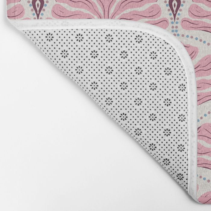 Pink Retro Floral Fan Bath Mat Gallery Image 2