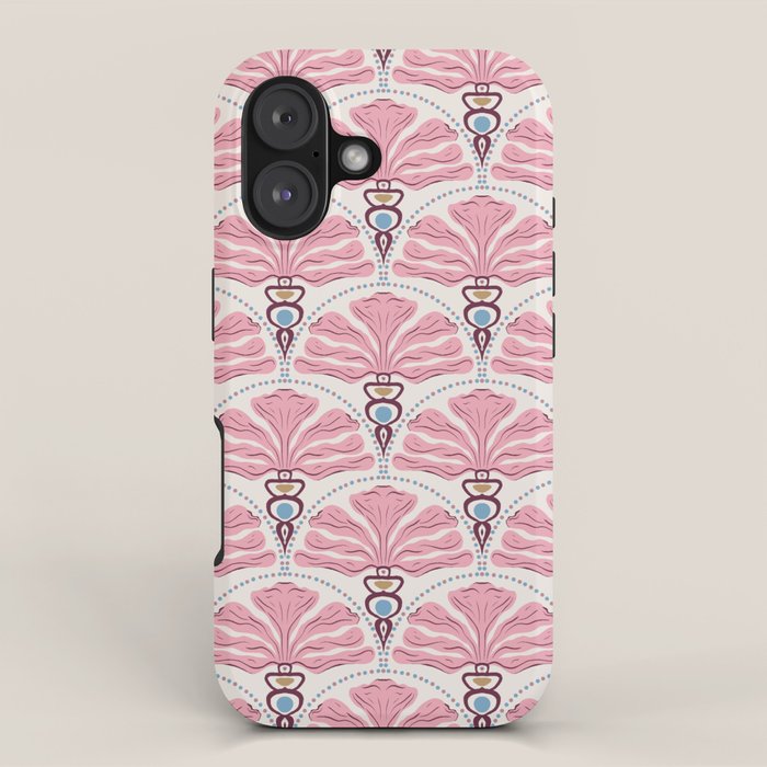 Pink Retro Floral Fan iPhone Case Gallery Image 1