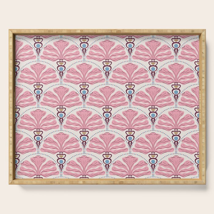 Pink Retro Floral Fan Serving Tray Gallery Image 1