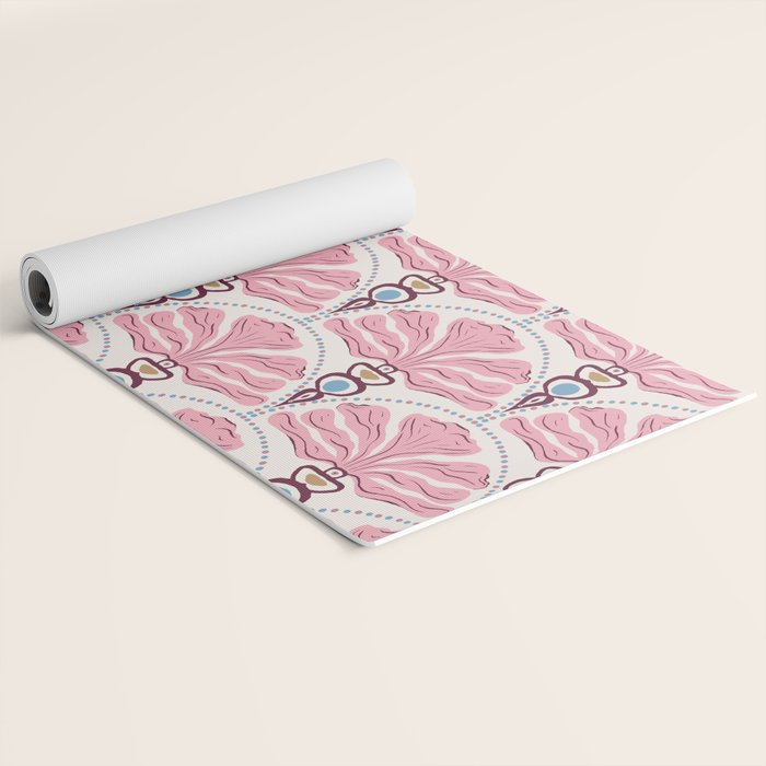 Pink Retro Floral Fan Yoga Mat Gallery Image 2