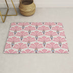 Pink Retro Floral Fan Rug Gallery Image 1
