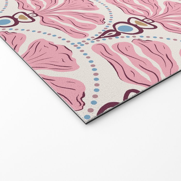Pink Retro Floral Fan Welcome Mat Gallery Image 2