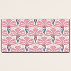 Pink Retro Floral Fan Desk Mat Gallery Image 3