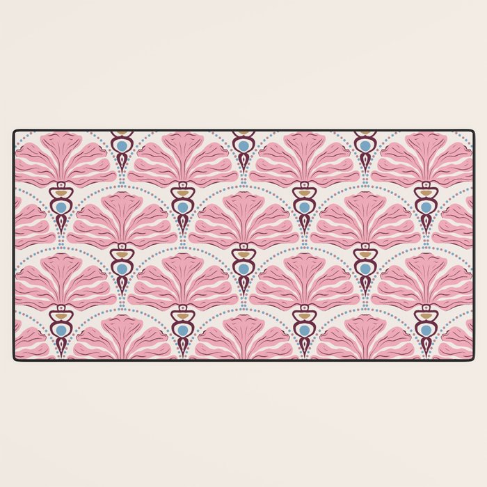 Pink Retro Floral Fan Desk Mat Gallery Image 3
