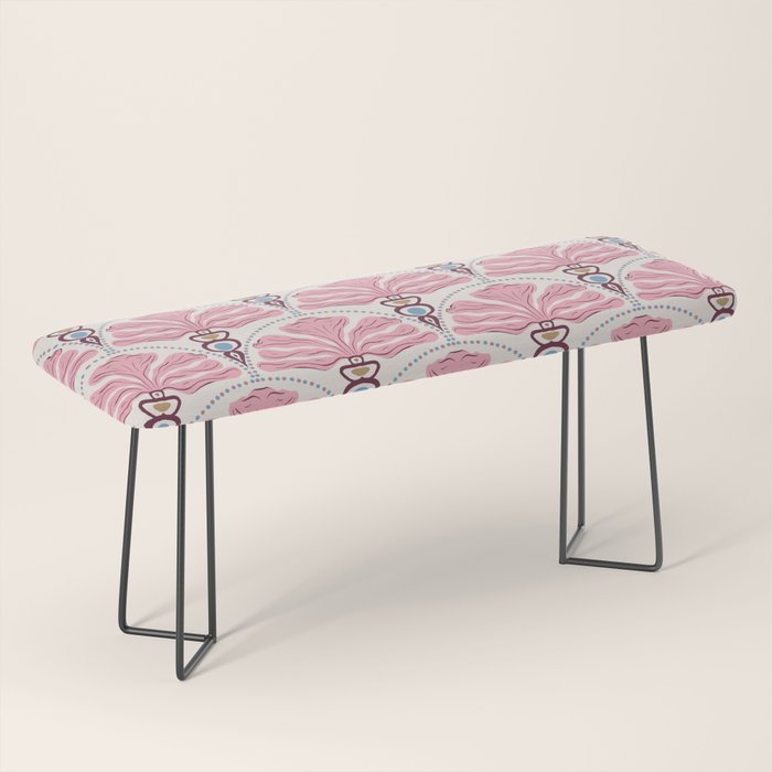 Pink Retro Floral Fan Bench Gallery Image 1