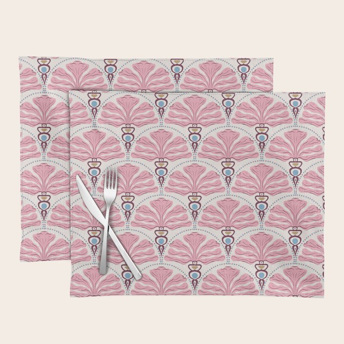 Pink Retro Floral Fan Placemat Gallery Image 1