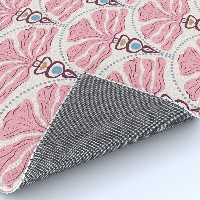 Pink Retro Floral Fan Rug Gallery Image 4