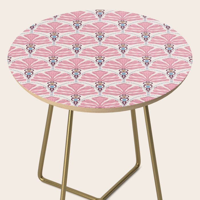 Pink Retro Floral Fan Side Table Gallery Image 2