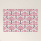 Pink Retro Floral Fan Welcome Mat Gallery Image 1