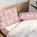 Pink Retro Floral Fan Pillow Sham Gallery Image 2