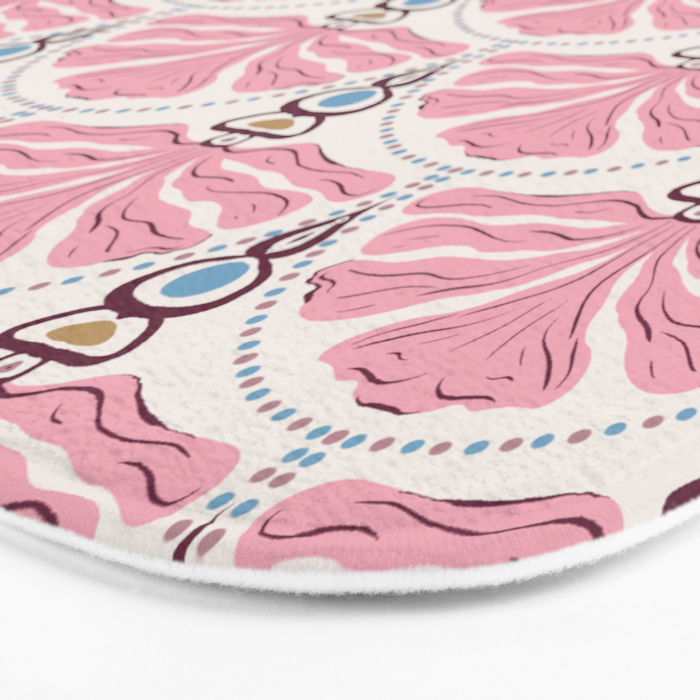 Pink Retro Floral Fan Bath Mat Gallery Image 3