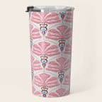 Pink Retro Floral Fan Travel Mug Gallery Image 3