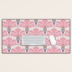 Pink Retro Floral Fan Desk Mat Gallery Image 1
