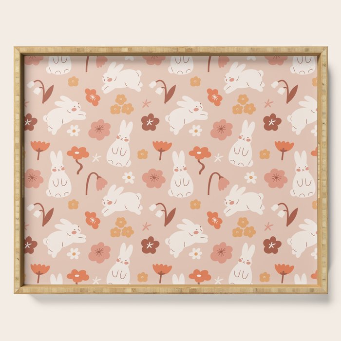 Cute bunny illustration Serving Tray Gallery Image 1