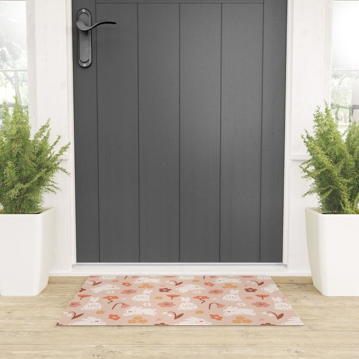 Cute bunny illustration Welcome Mat Gallery Image 3