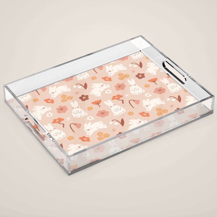 Cute bunny illustration Acrylic Tray Gallery Image 1