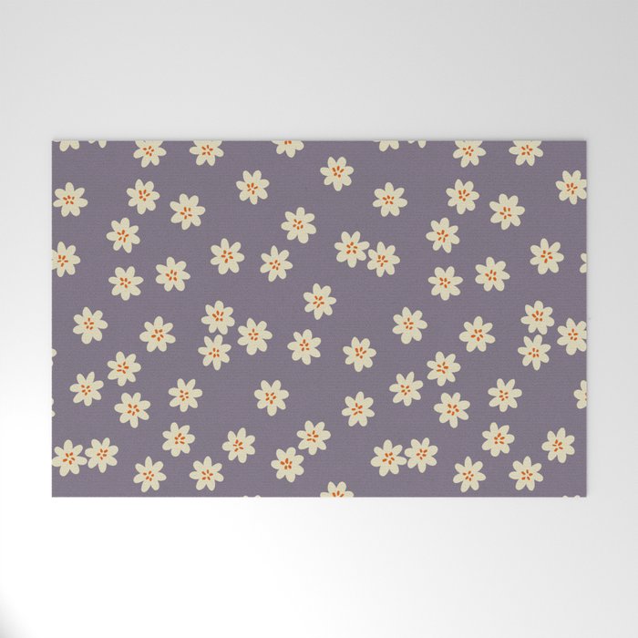 Tiny Flowers / Lavender & Orange Welcome Mat Gallery Image 1