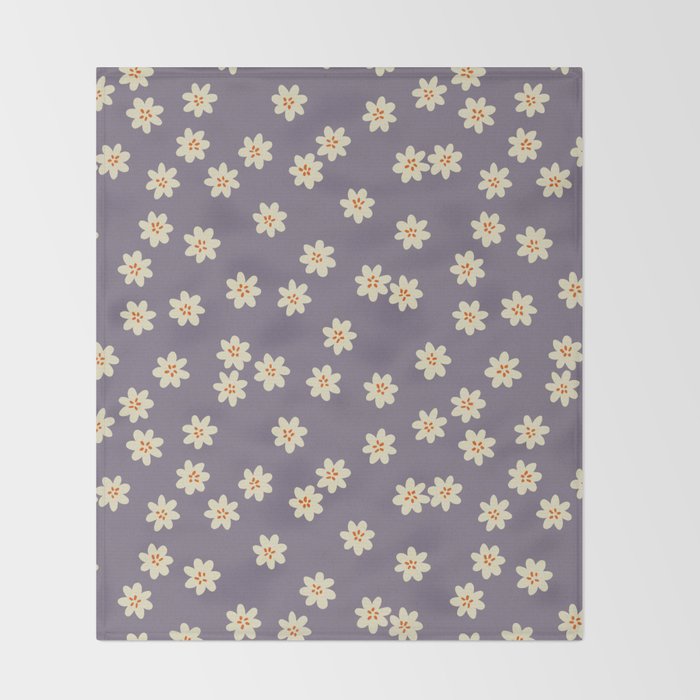 Tiny Flowers / Lavender & Orange Throw Blanket Gallery Image 2