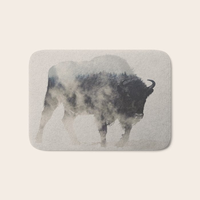Bison In The Fog Bath Mat Gallery Image 1