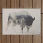 Bison In The Fog Outdoor Rug Gallery Image 1