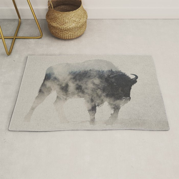 Bison In The Fog Rug Gallery Image 1