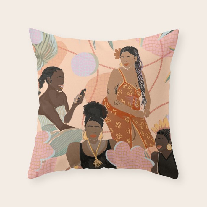 Black Femme Friendship Throw Pillow Gallery Image 1