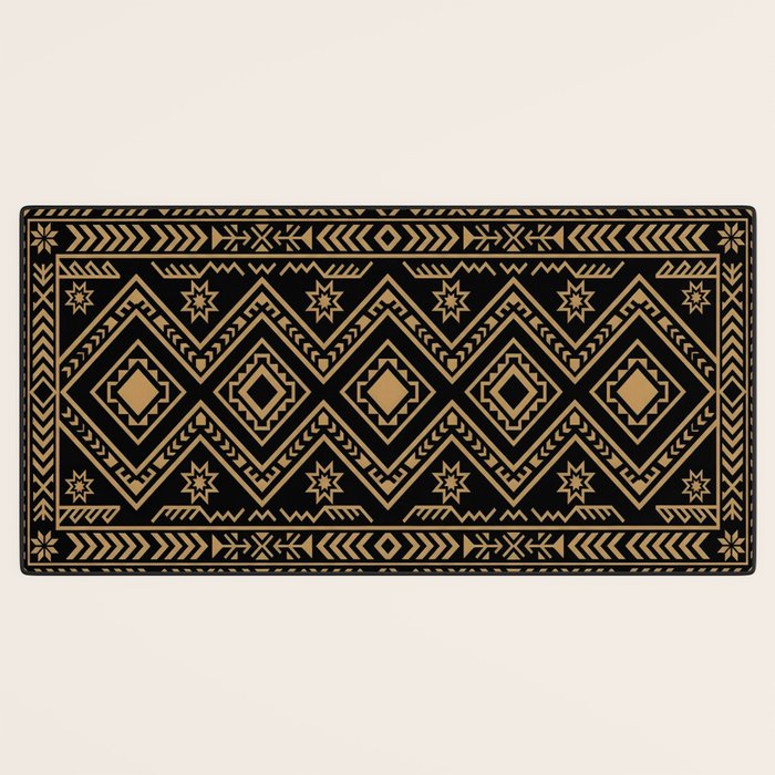 Intricate Gold and Black Tribal Surface Pattern Desk Mat Gallery Image 3