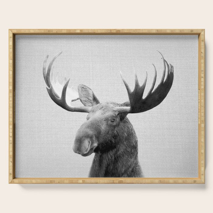 Moose - Black & White Serving Tray Gallery Image 1