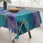 Purple Teal Blue Galaxy Nebula Agate Glitter Glam #1 #marble #decor #art #society6 Tablecloth Gallery Image 3