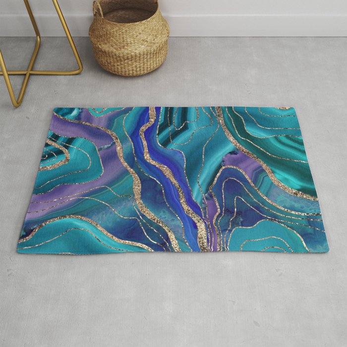 Purple Teal Blue Galaxy Nebula Agate Glitter Glam #1 #marble #decor #art #society6 Rug Gallery Image 1