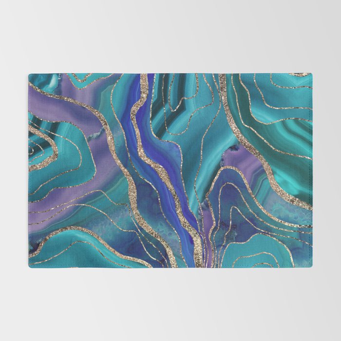 Purple Teal Blue Galaxy Nebula Agate Glitter Glam #1 #marble #decor #art #society6 Rug Gallery Image 2