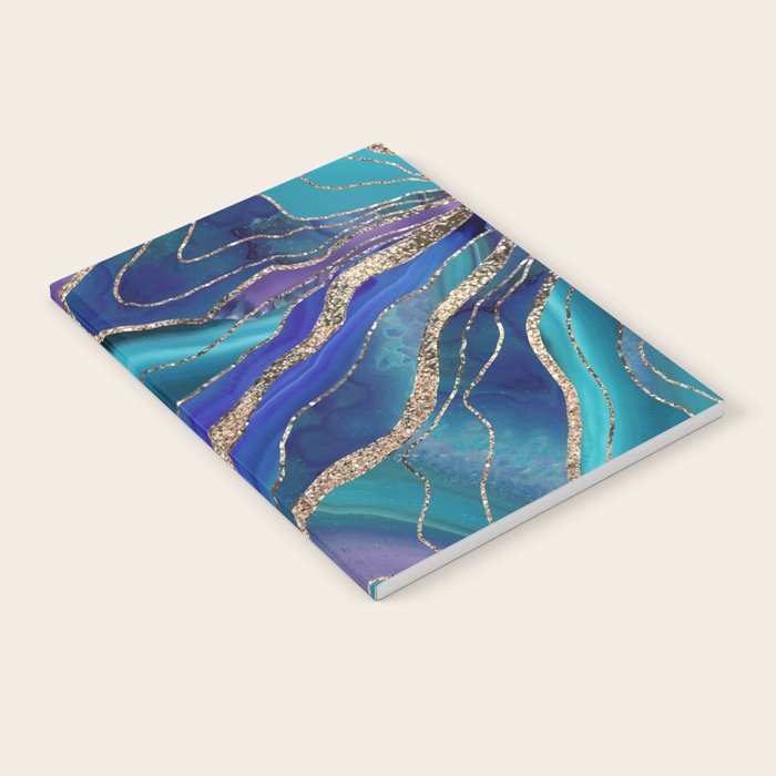 Purple Teal Blue Galaxy Nebula Agate Glitter Glam #1 #marble #decor #art #society6 Notebook Gallery Image 2