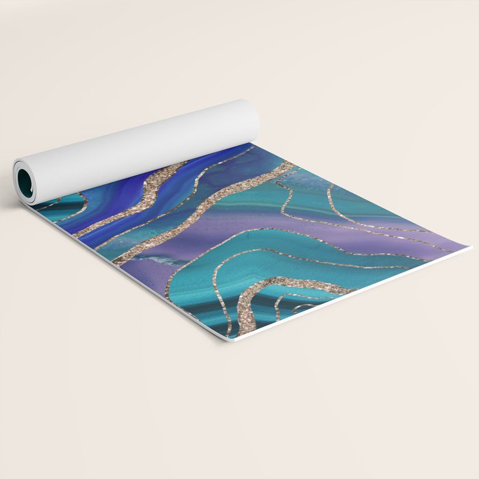 Purple Teal Blue Galaxy Nebula Agate Glitter Glam #1 #marble #decor #art #society6 Yoga Mat Gallery Image 2