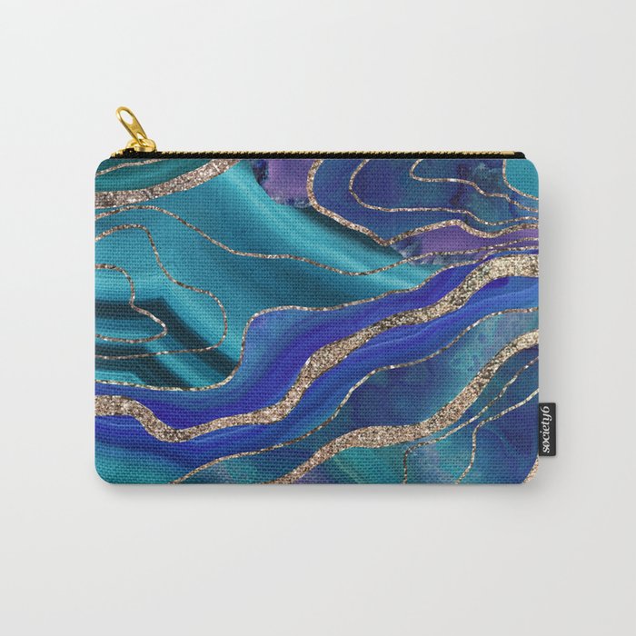 Purple Teal Blue Galaxy Nebula Agate Glitter Glam #1 #marble #decor #art #society6 Carry All Pouch Gallery Image 1