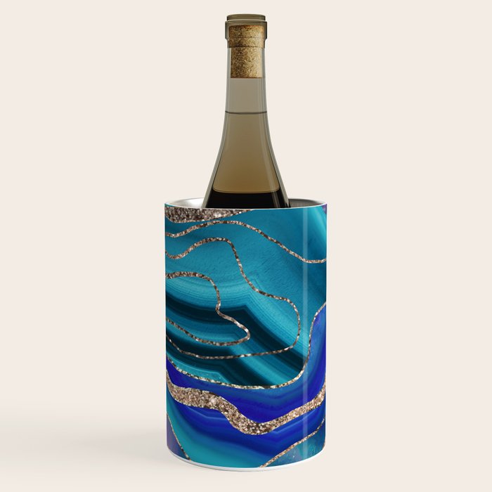 Purple Teal Blue Galaxy Nebula Agate Glitter Glam #1 #marble #decor #art #society6 Wine Chiller Gallery Image 2
