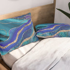 Purple Teal Blue Galaxy Nebula Agate Glitter Glam #1 #marble #decor #art #society6 Pillow Sham Gallery Image 2