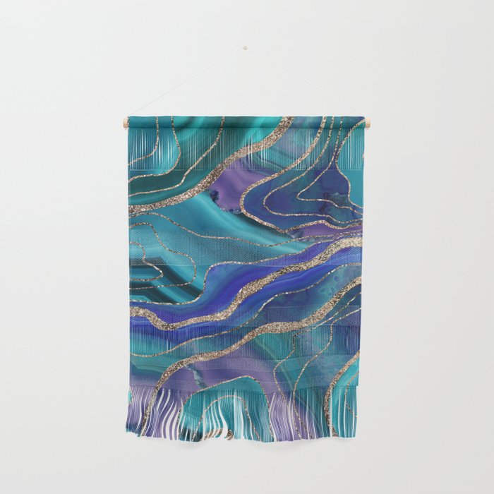 Purple Teal Blue Galaxy Nebula Agate Glitter Glam #1 #marble #decor #art #society6 Wall Hanging Gallery Image 1