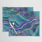 Purple Teal Blue Galaxy Nebula Agate Glitter Glam #1 #marble #decor #art #society6 Placemat Gallery Image 1