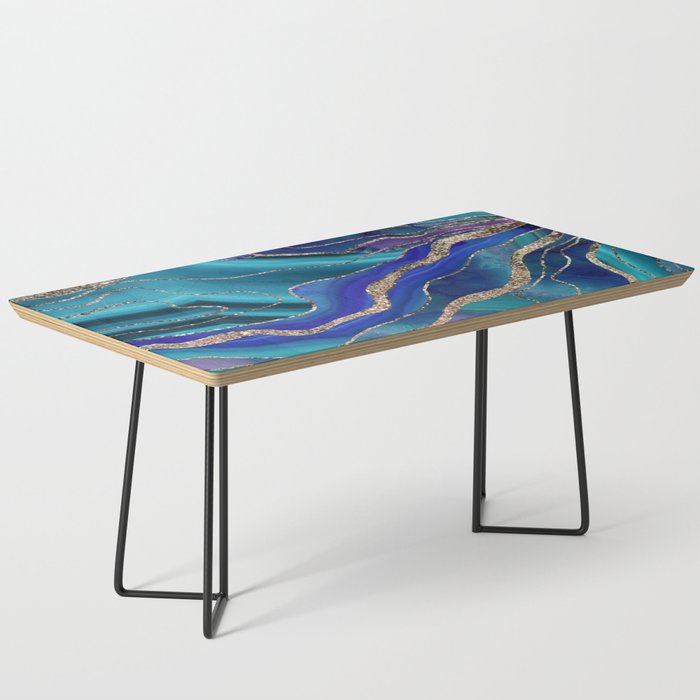 Purple Teal Blue Galaxy Nebula Agate Glitter Glam #1 #marble #decor #art #society6 Coffee Table Gallery Image 1