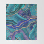 Purple Teal Blue Galaxy Nebula Agate Glitter Glam #1 #marble #decor #art #society6 Throw Blanket Gallery Image 2