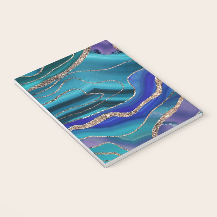 Purple Teal Blue Galaxy Nebula Agate Glitter Glam #1 #marble #decor #art #society6 Notebook Gallery Image 3