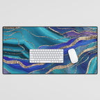Purple Teal Blue Galaxy Nebula Agate Glitter Glam #1 #marble #decor #art #society6 Desk Mat Gallery Image 1