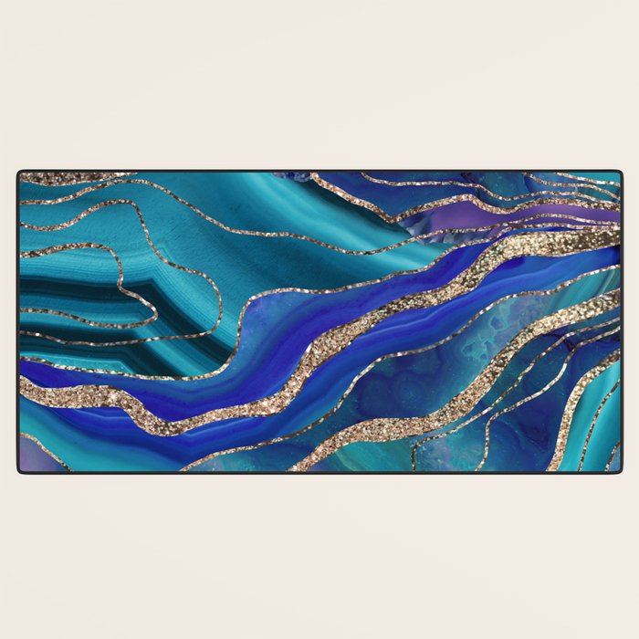 Purple Teal Blue Galaxy Nebula Agate Glitter Glam #1 #marble #decor #art #society6 Desk Mat Gallery Image 3