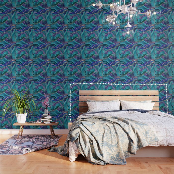 Purple Teal Blue Galaxy Nebula Agate Glitter Glam #1 #marble #decor #art #society6 Wallpaper Gallery Image 3
