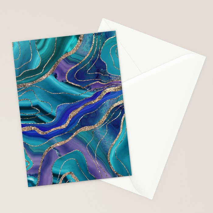 Purple Teal Blue Galaxy Nebula Agate Glitter Glam #1 #marble #decor #art #society6 Stationery Card Gallery Image 2