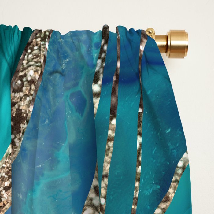 Purple Teal Blue Galaxy Nebula Agate Glitter Glam #1 #marble #decor #art #society6 Window Curtain Gallery Image 2