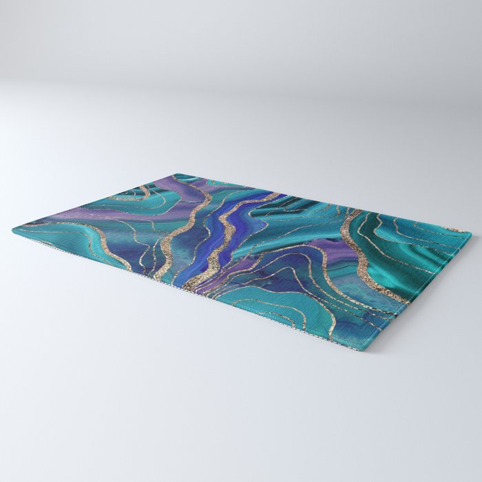 Purple Teal Blue Galaxy Nebula Agate Glitter Glam #1 #marble #decor #art #society6 Rug Gallery Image 3