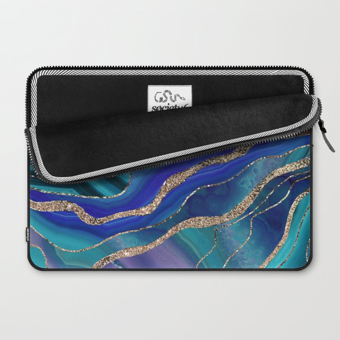 Purple Teal Blue Galaxy Nebula Agate Glitter Glam #1 #marble #decor #art #society6 Laptop Sleeve Gallery Image 2