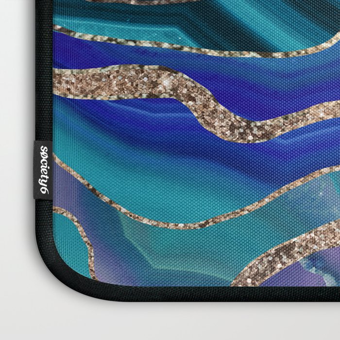 Purple Teal Blue Galaxy Nebula Agate Glitter Glam #1 #marble #decor #art #society6 Laptop Sleeve Gallery Image 3