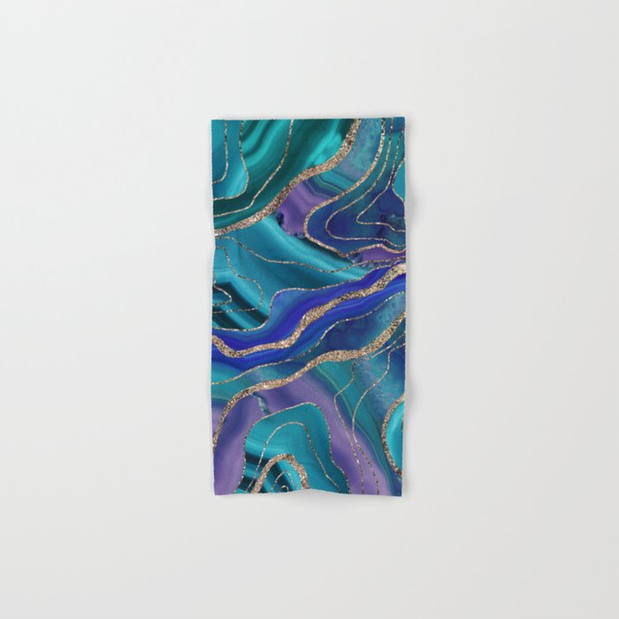 Purple Teal Blue Galaxy Nebula Agate Glitter Glam #1 #marble #decor #art #society6 Bath Towel Gallery Image 1